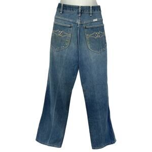 Vintage 70s Maverick High Rise Flare Medium Blue Denim Jeans Pants meas. 28x29